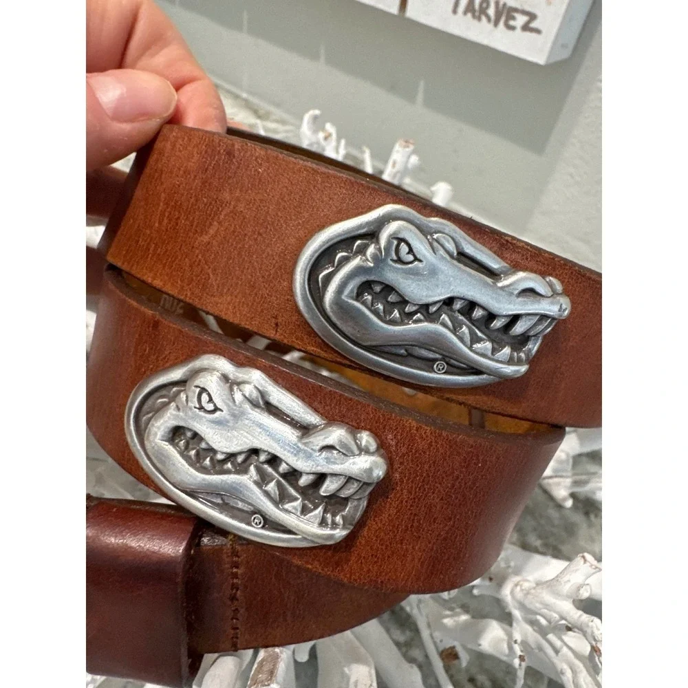Men's Florida Gators Collegiate Leather Concho Belt iconic alligator‎ logo 36